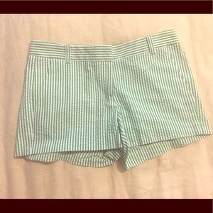 J Crew Green & White Seersucker Shorts *NWT*